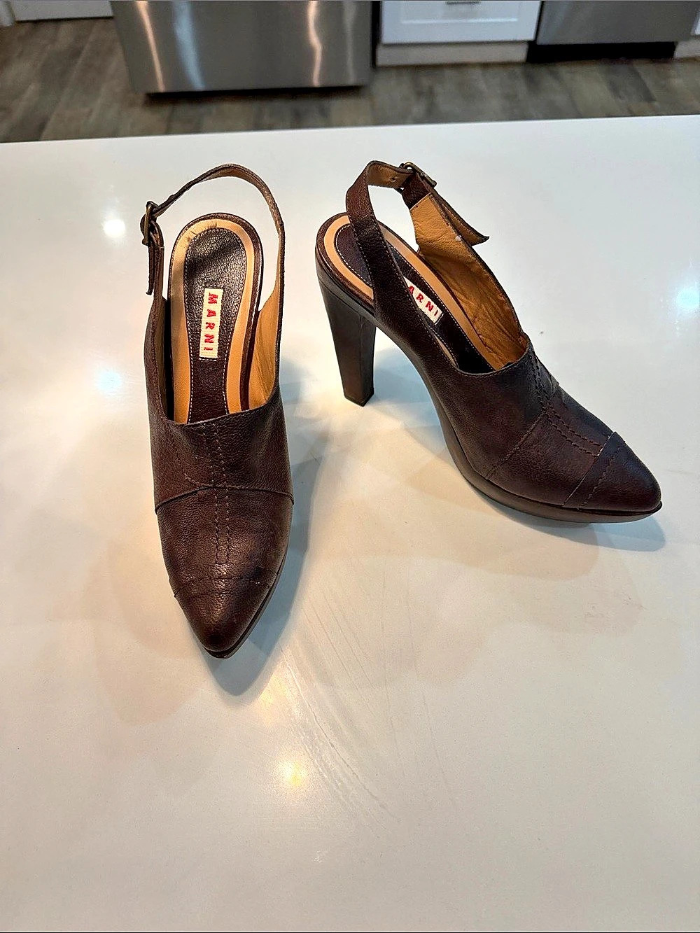 Marni Brown Slingback boot Heels EU 38 👠